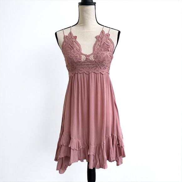 Free People NWT Adella Slip Dress Rose Pink Small XS - Picture 2 of 11